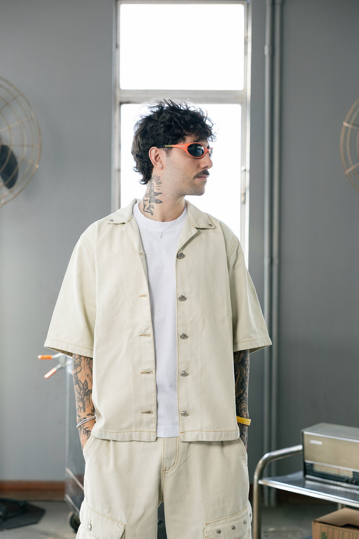 Camisa Oversize “Mirror Offset Lab” - Off White