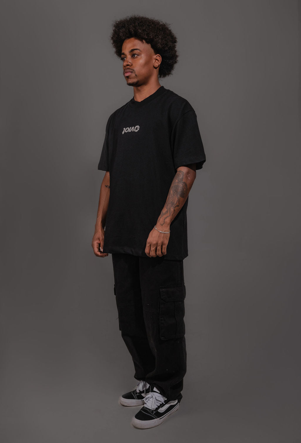 T-shirt Oversize Black Logo Reverse Rubberized ®