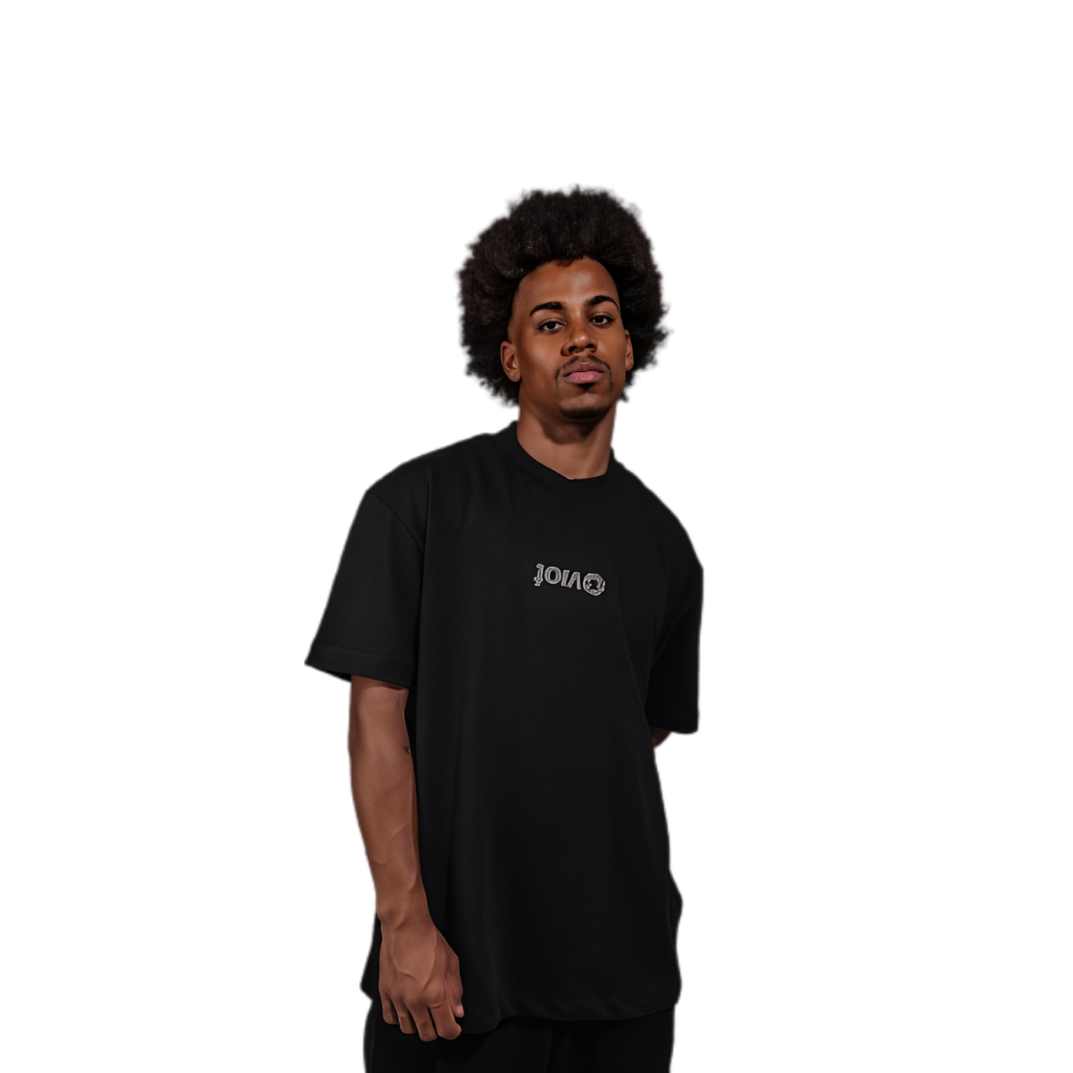 T-shirt Oversize Black Logo Reverse Rubberized ®